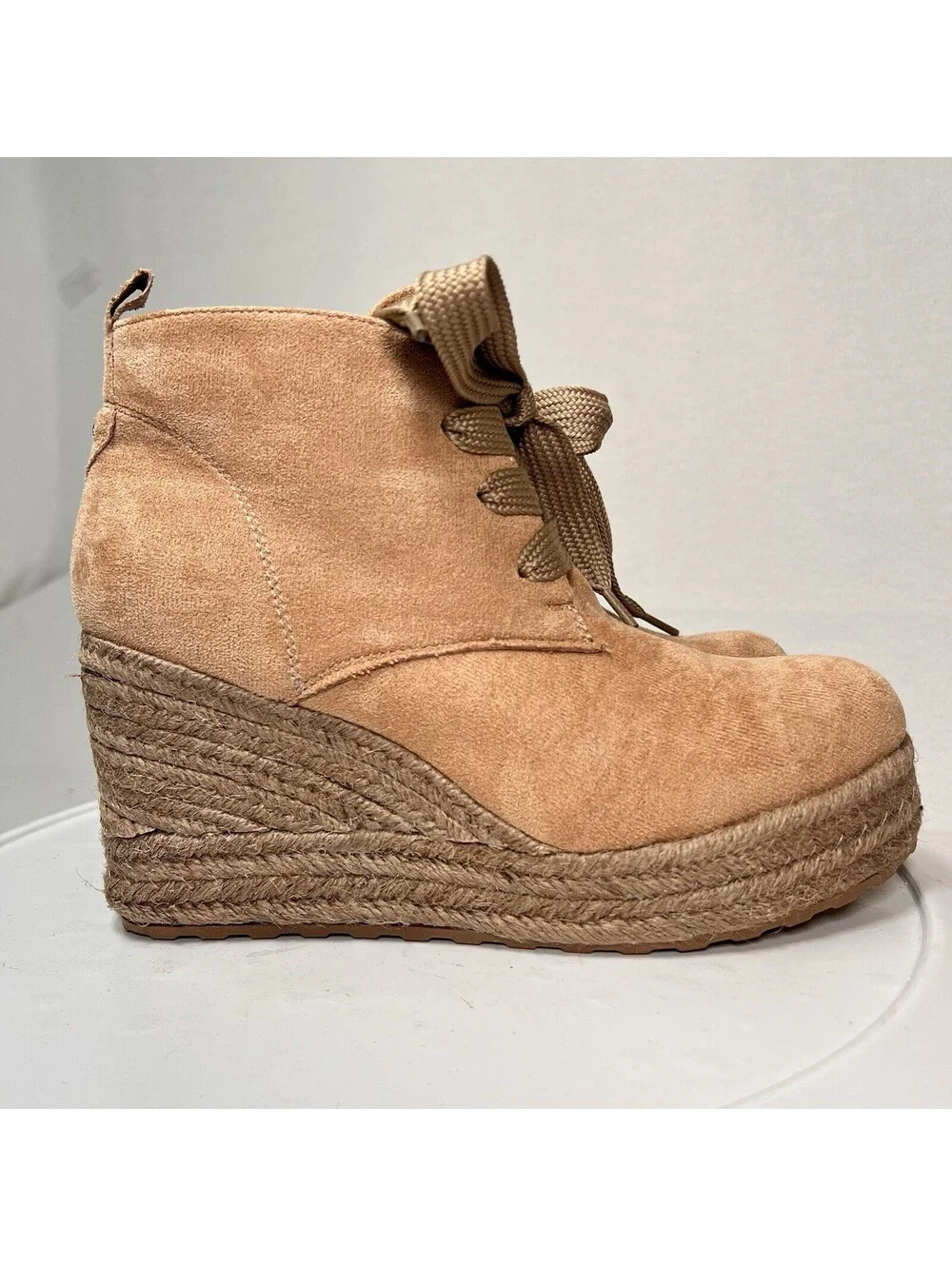 Women's Fashion Jute Rope Casual Wedge Ankle Boots Size 9
